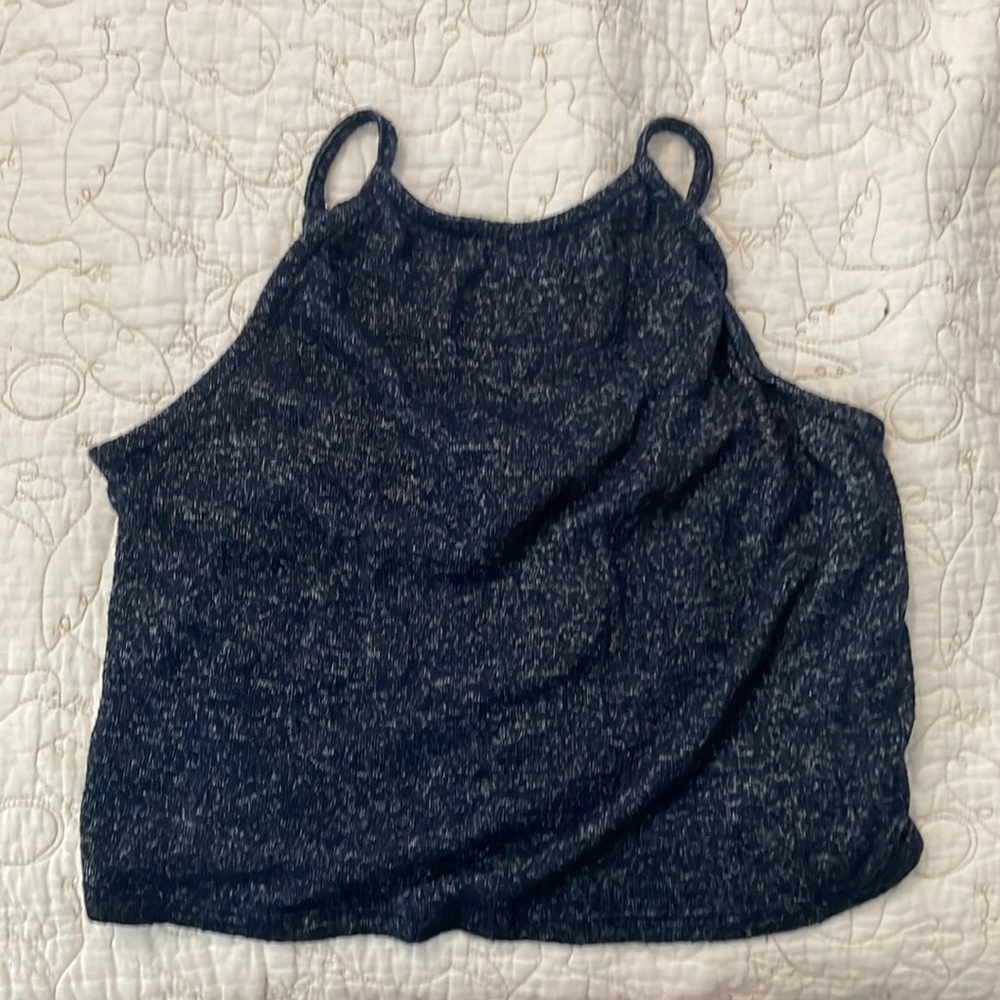 Lulus cropped tank top- navy blue, size small